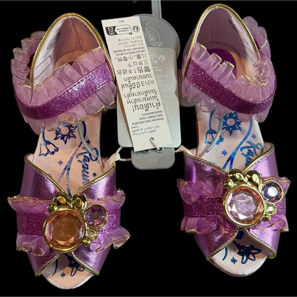 Disney Tangled Princess Rapunzel Costume Shoes Dress Up Girls Gem Sparkle 11/12
